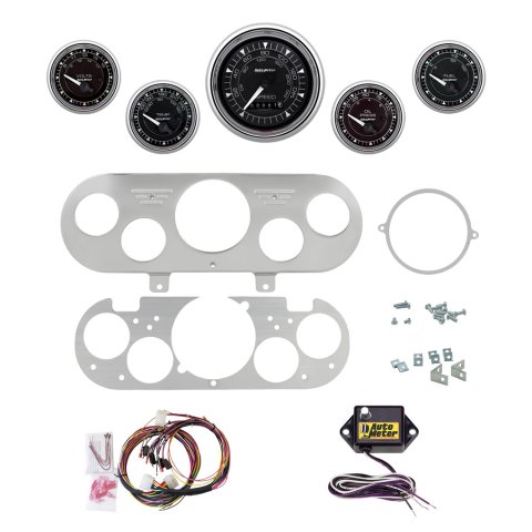 AutoMeter Chrono Chrome 62-65 Chevy NOVA Billet Panel/Gauge Kit - 3-3/8in. (x1) & 2-1/16in. (x4)