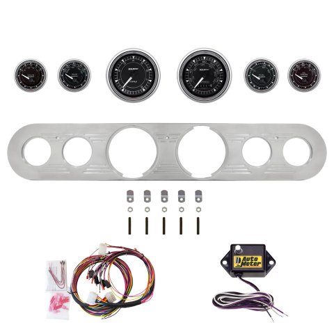 AutoMeter Chrono Chrome 67-72 Ford Truck Billet Panel/Gauge Kit - 3-3/8in. (x2) & 2-1/16in. (x4)