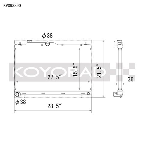 Koyo 22-25 Subaru WRX All Aluminum Performance Radiator thumbnail 1