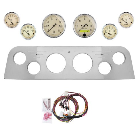 AutoMeter Antique Beige 60-61 GMC Truck Billet Panel/Gauge Kit - 3-1/8in. (x2) & 2-1/16in. (x4)
