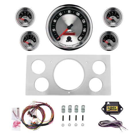 AutoMeter American Muscle 73-79 Ford Truck Billet Panel/Gauge Kit - 5in. (x1) & 2-1/16in. (x4)