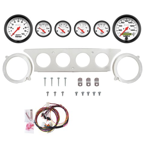AutoMeter Phantom 63-64 Ford Galaxie Billet Panel/Gauge Kit - 3-3/8in. (x2) & 2-1/16in. (x4)