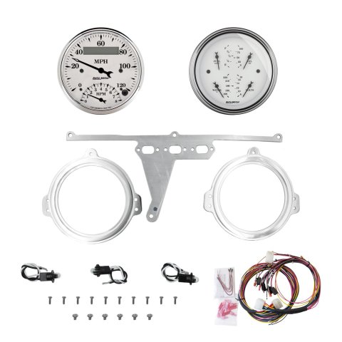 AutoMeter Old Tyme White 66-67 Ford Falcon Direct-Fit Billet Panel/Gauge Kit - 3-3/8in. (x2)