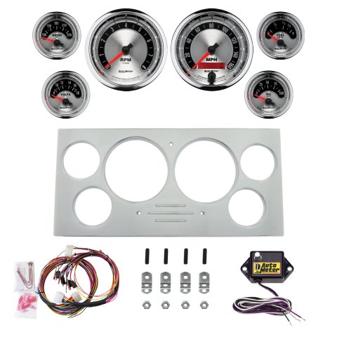 AutoMeter American Muscle 73-79 Ford Truck Billet Panel/Gauge Kit - 3-3/8in. (x2) & 2-1/16in. (x4)