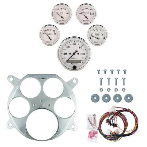 AutoMeter Old Tyme White 61-66 Ford Truck Billet Panel/Gauge Kit - 3-1/8in. (x1) & 2-1/16in. (x4)