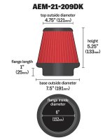 AEM 6 in x 5 in Dryflow Conical Air Filter thumbnail 4