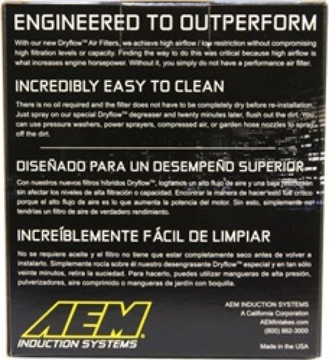 AEM Dryflow Conical Air Filter 5.5in Base OD / 4.75in Top OD / 5in Height thumbnail 3