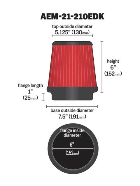 AEM Dryflow 6in. X 6in. Round Tapered Air Filter thumbnail 4