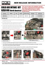 HKS COLD AIR INTAKE FULL KIT GZEA14H (US) thumbnail 7