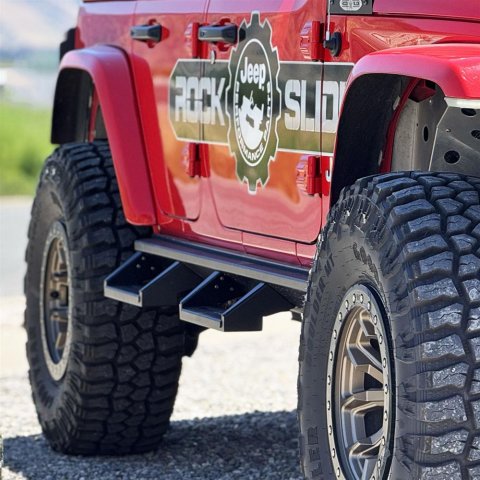 Rock Slide 18-25 Jeep Wrangler JL 4in Removable Deluxe Rock Rail Drop Step thumbnail 3