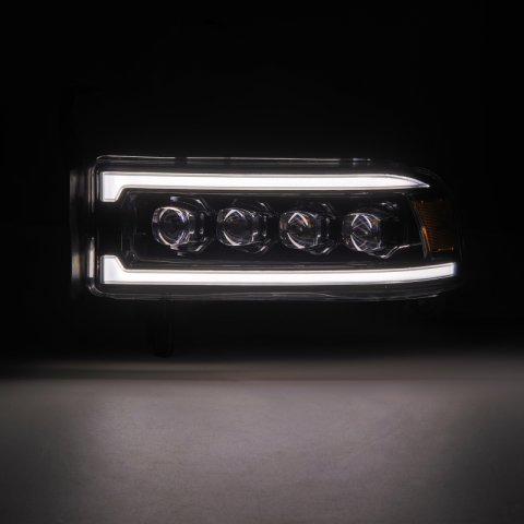 AlphaRex 94-01 RAM 1500 NOVA LED Proj Headlights Alpha-Blk w/Activ Light/Seq Signal/SB DRL thumbnail 1