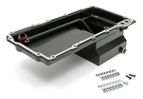 Hamburger's Performance Street LS Swap Oil Pans 0171 Pan, Pan, Street/Strip Style, Wet Rear Sump Style, 7.00 qts. Capacity, Steel, Black, Buick, Chevy, GMC, LS, Each