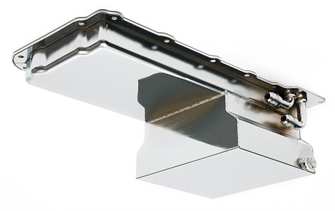 Hamburger's Performance Street LS Swap Oil Pans 0174 Pans, SWAP OIL PAN WITH 90 DEGREE FITTINGS CHROME thumbnail 1