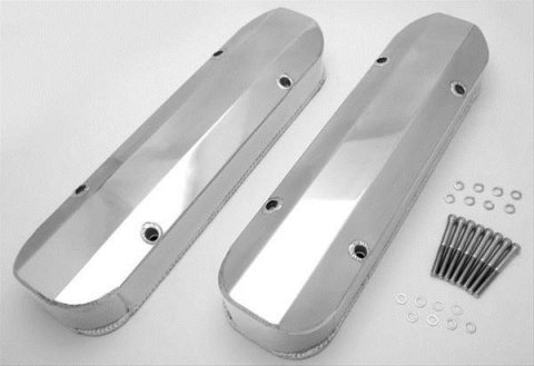 Hamburger's Performance Fabricated Aluminum Valve Covers 1023 Covers, Tall, Aluminum, Polished, Chevy, Big Block, Perimeter Bolt, Pair thumbnail 1