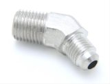 Nitrous Outlet AN to NPT Adapter Fittings 00-01254-B Fitting, Adapter, NPT, 45 Degree, Brass, Nickel Plated, -4 AN, 1/4 in. NPT, Each thumbnail 1