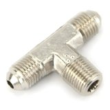 Nitrous Outlet Branch Tee Fittings 00-01400-B Fittings, Fittings, Brass, Nickel Plated, 1/8 in. NPT Male Threads, -3 AN Male Threads, -3 AN Male Threads, Each thumbnail 3