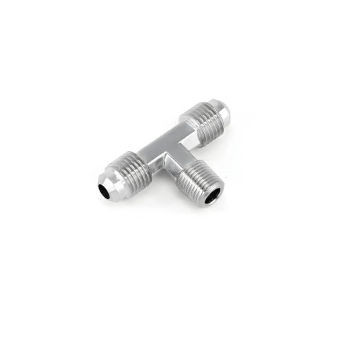 Nitrous Outlet Branch Tee Fittings 00-01401-B Fittings, Fittings, Brass, Nickel Plated, 1/8 in. NPT Male Threads, -4 AN Male Threads, -4 AN Male Threads, Each thumbnail 2
