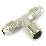 Nitrous Outlet Branch Tee Fittings 00-01404-B Fittings, Fittings, Brass, Nickel Plated, 1/4 in. NPT Male Threads, -4 AN Male Threads, -4 AN Male Threads, Each thumbnail 3