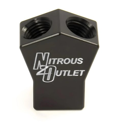 Nitrous Outlet Distribution Blocks 00-01710 High Flow Y Block, With 1/4NPT Inlet And 1/4NPT Outlets