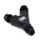 Nitrous Outlet Y-Fittings 00-01716 Y Fittings, Y-Fittings, Aluminum, Black Anodized, -6 AN Male AN, -6 AN Male AN, -6 AN Male AN, Each thumbnail 1