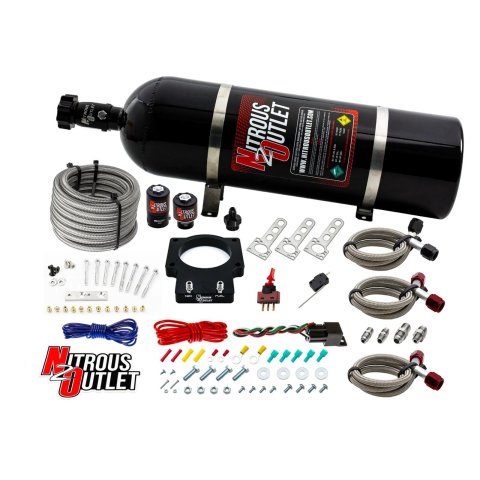 Nitrous Outlet Oxide Plate Systems 00-10108-15 Systems, EFI Plate, Wet Style, WOT Switch Activation, 15 lbs. Bottle, for Use On 90mm LSX 4-bolt Intake, Chevrolet, Small Block LS, Kit