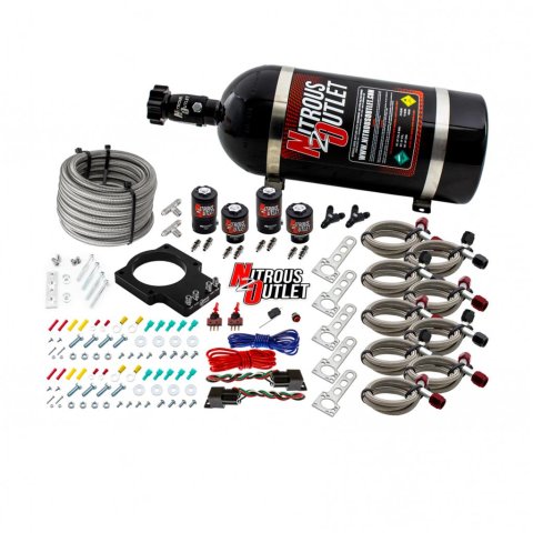 Nitrous Outlet Oxide Plate Systems 00-10109-10 Systems, EFI Plate, Wet Style, WOT Switch Activation, 10 lbs. Bottle, for 90mm LSX Intake, Cadillac, Chevy, Pontiac, Small Block LS, Kit