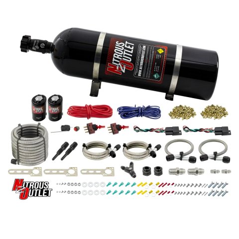 Nitrous Outlet Dual Nozzle Systems 00-10207-15 Universal EFI Stage Single Dry System (15lb Bottle)