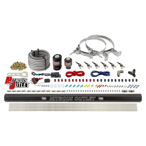 Nitrous Outlet Direct Port Systems 00-10398-00 6 Cyl 2 Sol Sys w/Dist Blocks Low PSI(No Bottle)(90° Noz)