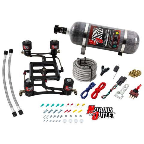Nitrous Outlet 4500 Hornet Race Dual-Entry Oxide Plate Systems 00-10640-12 Dual Stage Sys Boomerang 4Sol Bracket Low PSI(12Lb Bottle)