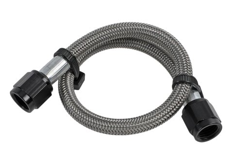 Nitrous Outlet Stainless Steel Braided Hoses 00-20400 Hose, Steel, -4 AN Female Ends, Black Fittings, 12 in. Length, Each thumbnail 1