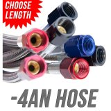 Nitrous Outlet Stainless Steel Braided Hoses 00-20460 Hose, Steel, -4 AN Female Ends, Black Fittings, 24 in. Length, Each thumbnail 1