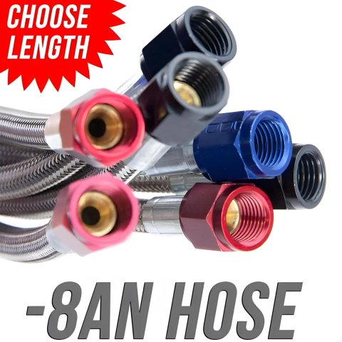 Nitrous Outlet Stainless Steel Braided Hoses 00-21330 144" -8AN Hose (Blue Fittings)