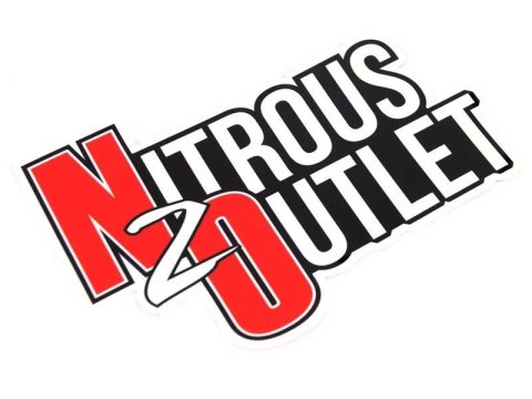 Nitrous Outlet Decals and Stickers 00-57022 Stickers, Contour Cut Decal Window Sticker - 8.5" X 5.68" (Red N&O, White letters, Black Back Ground) thumbnail 2