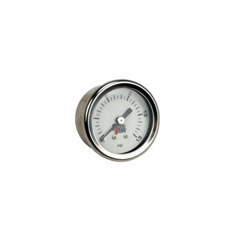 Nitrous Outlet Luminescent Fuel Pressure Gauges 00-63003 Gauge, Pressure, 0-15 psi, 1 3/4 in. Diameter, Analog, Full Sweep, Luminescent, Mechanical, No Manifold, White Face, Chrome Bezel, Each thumbnail 1