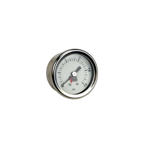Nitrous Outlet Luminescent Fuel Pressure Gauges 00-63003 Gauge, Pressure, 0-15 psi, 1 3/4 in. Diameter, Analog, Full Sweep, Luminescent, Mechanical, No Manifold, White Face, Chrome Bezel, Each thumbnail 3