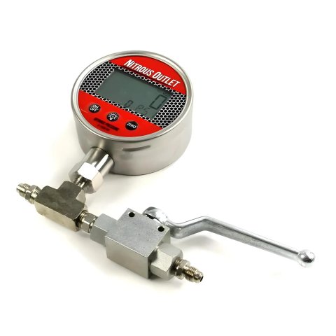 Nitrous Outlet Digital Inline Pressure Gauges 00-63016-8 Gauge, and Shut Off Valve for 8AN thumbnail 1