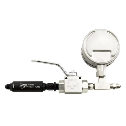 Nitrous Outlet Digital Inline Pressure Gauges 00-63017-8 N2O Gauge, Shut Off Valve & Filter for 8AN thumbnail 1