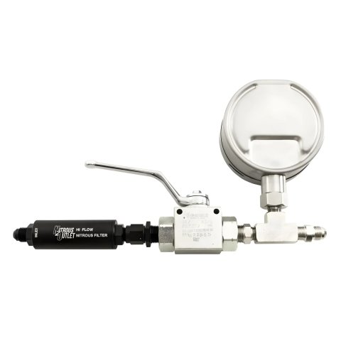 Nitrous Outlet Digital Inline Pressure Gauges 00-63017-8 N2O Gauge, Shut Off Valve & Filter for 8AN thumbnail 2