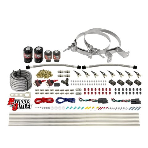 Nitrous Outlet Oxide Systems 00-10363-DS-00 DS 4 Cyl 4 Sol Direct Port Sys w/Dist Blocks Hi PSI(No Bottle)(90° Noz)