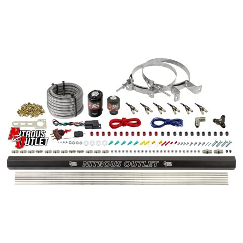 Nitrous Outlet Direct Port Systems 00-10398-R-00 6 Cyl 2 Sol Sys w/ Single Rail Low PSI(No Bottle)(90° Noz) thumbnail 2