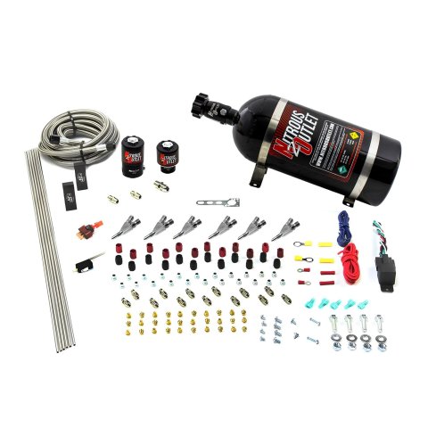 Nitrous Outlet Oxide Systems 00-10399-SBT-10 6 Cyl 2 Sol Direct Port Sys w/ Dist Blocks Hi PSI(10Lb Bottle)(SBT Noz)