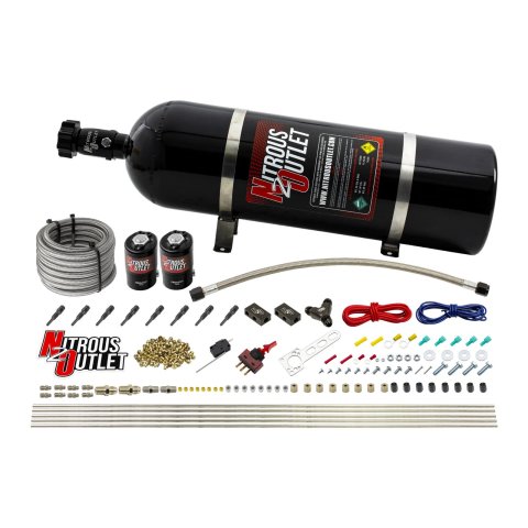 Nitrous Outlet Oxide Systems 00-10432-H-15 Dry EFI 8 Cyl 2 Sol Racers Direct Port Sys (15Lb Bottle) (90°Noz)
