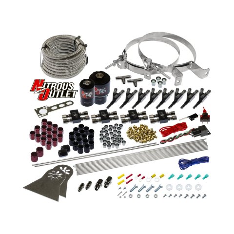 Nitrous Outlet Oxide Systems 00-10435-T-00 Systems, 8 Cylinder Direct Port System - Two .178 (Gas)(5-7-10 psi)(100-400 HP)(No Bottle)