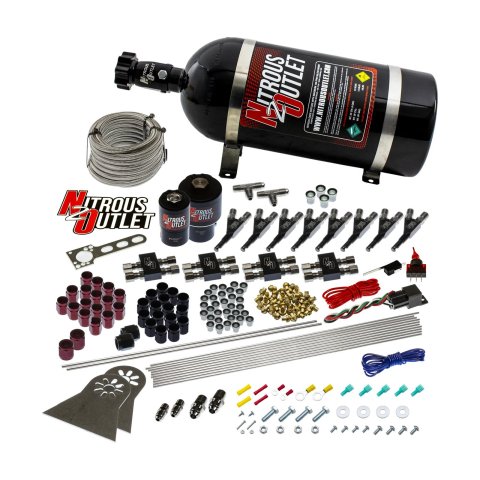 Nitrous Outlet Oxide Systems 00-10435-T-10 Systems, 8 Cylinder Direct Port System - Two .178 Trs (Gas)(5-7-10 psi)(100-400 HP)(10lb Bottle)