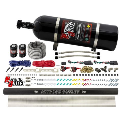 Nitrous Outlet Direct Port Systems 00-10361-SBT-DS-15 Dry EFI DS 4Cyl 2 Sol Sys w/ Single Rail (15Lb Bottle)(SBT Noz)