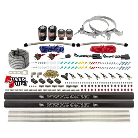 Nitrous Outlet Oxide Systems 00-10362-ALC-R-DS-00 DS 4Cyl 4Sol Direct Port Sys w/ Dual Rails ALC Low PSI(No Bottle) 90° Noz