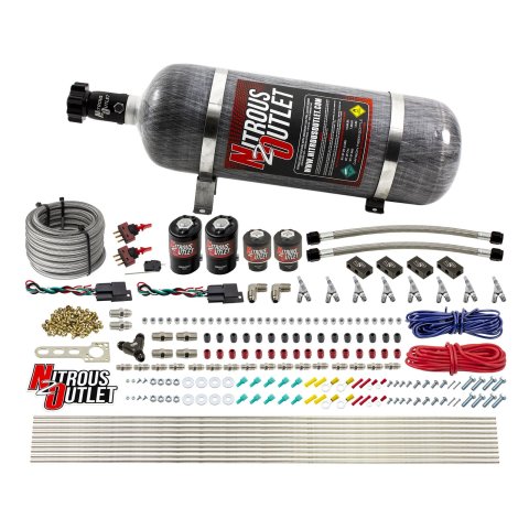 Nitrous Outlet Oxide Systems 00-10362-E85-SBT-DS-12 DS 4Cyl 4Sol Direct Port Sys w/ Dist Blocks E85 Low PSI(12Lb Bottle)SBT Noz thumbnail 1
