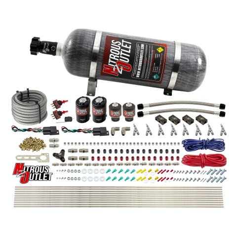 Nitrous Outlet Oxide Systems 00-10362-E85-SBT-DS-12 DS 4Cyl 4Sol Direct Port Sys w/ Dist Blocks E85 Low PSI(12Lb Bottle)SBT Noz thumbnail 2