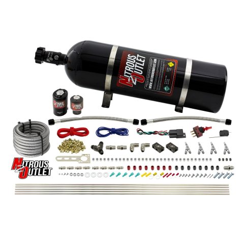 Nitrous Outlet Oxide Systems 00-10363-E85-SBT-15 4 Cyl 2 Sol Direct Port Sys w/Dist Blocks E85 Hi PSI(15Lb Bottle)(SBT Noz)