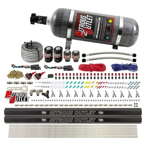Nitrous Outlet Oxide Systems 00-10398-ALC-R-SBT-DS-12 DS 6Cyl 4Sol Direct Port Sys w/ Dual Rail ALC Low PSI(12Lb Bottle)SBT Noz